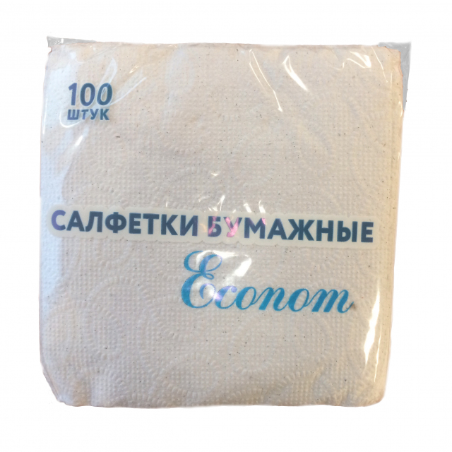 Салфетка бумажная Эконом 24*24 см 1-слойная 100 шт. белая
